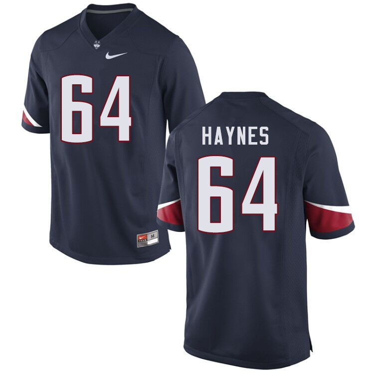 Men #64 Christian Haynes Uconn Huskies College Football Jerseys Sale-Navy